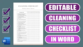 Create a Cleaning Checklist in Word save as a PDF EASY TUTORIAL