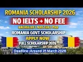 Lagu Romania Government Scholarship 2026 | Fully Funded | No IELTS \u0026 No Apply Fee | Bachelor, Master, PhD