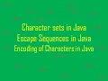 Character sets in Java Encoding of characters in Java-ASCII codes Unicodes Escape Sequences in Java