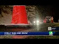 A look at snowy Highway 50 conditions on February 21 at 11 p m