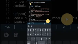 Python code for Password Generator