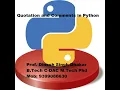 Quotation in Python Comments in Python Single Quotes or Double Quotes in Python Strings