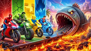 ๐๏ธ Spider-Man Team takes on the ultimate Beach Mega Ramp Motorbike Racing Challenge in GTA 5!