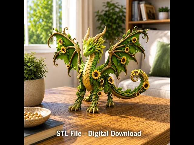 Sunflower Meadow Dragon STL File for 3D Print video thumbnail