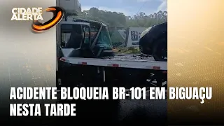 Acidente bloqueia BR-101 em Biguaçu no sentido norte nesta tarde