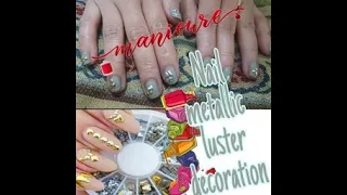 Manicure Time using Shiny Mettalic Luster nail decorations