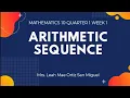 Mathutorial Lesson 8 Arithmetic Sequence