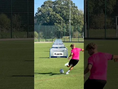 Mini goal gets further away….HALF VOLLEYS edition! 🤪🎯 #football #footballskillschallenge #soccer