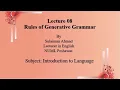 Lecture Rules of Generative Grammar Syntax