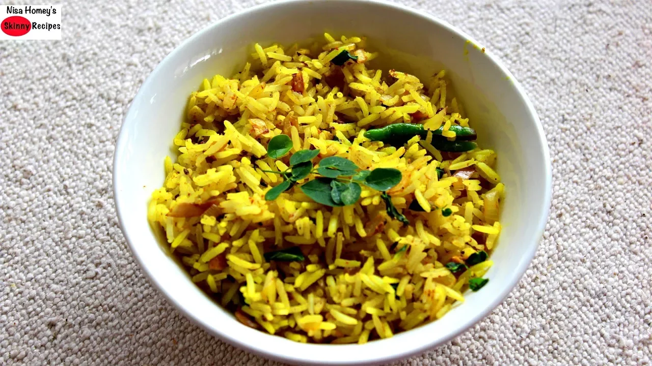 Moringa Rice Recipe - Healthy Lunch Ideas - Drumstick Leaves Rice - Low Calorie Lunch Box Meal Ideas