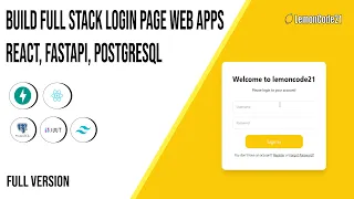 Build Full Stack Login Page React FastAPI Postgresql Tailwindcss Full Version