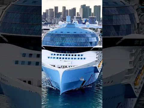 Watching the World's Biggest Cruise Ship Squeeze Out of Miami! 🤯 #IconOfTheSeas