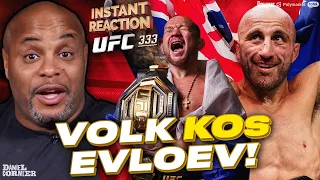 Daniel Cormier REACTS to Alexander Volkanovski TKO win vs. Evloev, Petr Yan BEATS Merab Dvalishvili