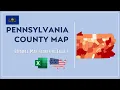 Pennsylvania County Map in Excel - Counties List and Population Map