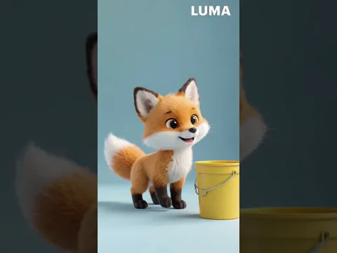 Cute Baby Fox Playing with Red and Yellow Colours β₯οΈπ #cute #babyfox #cartoon #instalegends #kids