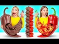 Download Lagu Tantangan Makanan Asli vs Makanan Cokelat | Perang Makanan Lucu Choco DO