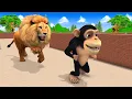 Download Lagu Giant Gorilla Vs Funny monkey Vs Giant Lion Escape From Pc Maze Game | Monkey Collecting Watermelons