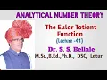 Math Analytical No Theory The Eular Totient Function Lect -41 Dr S S Bellale