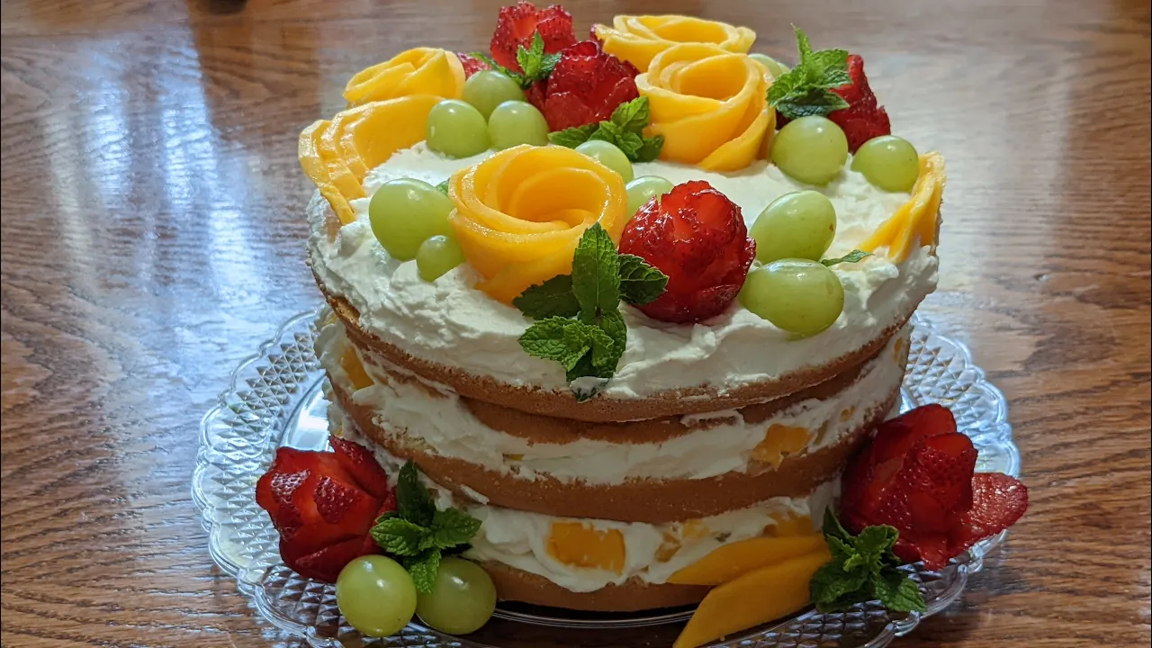 Whipped Cream Chiffon Fruit Cake