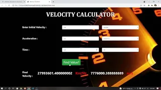 Velocity Calculator In JavaScript With Source Code Source Code Projects