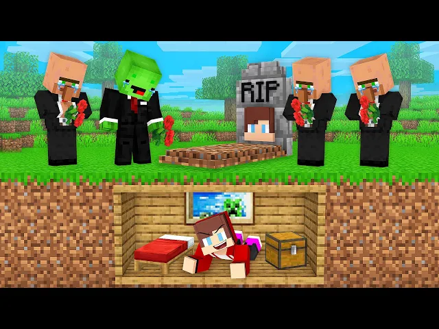 Download MP3 JJ Built a HOUSE inside the GRAVE To Prank Mikey in Minecraft (Maizen)