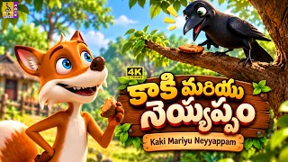 కాకి మరియు నెయ్యప్పం | Kaki Mariyu Neyyappam | Telugu Moral Stories for Kids | Cartoon |4K Animation