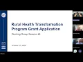 Rural Health Transformation Program Grant Application Working Group Session 4 October 21 2025