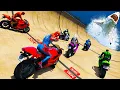 Lagu Spiderman and Friends Superheroes - Cars and Motorcycles Ragdoll with Hungry Sharks Over Sea