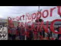 Train backs away from Olympia protesters