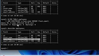 Learn SQL with MySQL Database ALTER TABLE - Add Drop Constraints Primary Key and Unique