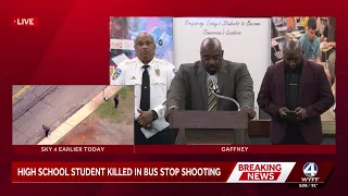 Authorities hold press conference after student shot killed at bus stop in Gaffney
