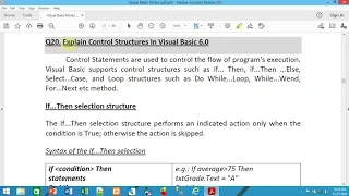 Control Structures in VB