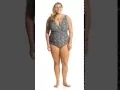 Lagu Michael Kors Swimwear Plus Size Nui Deep V Twist One Piece Swimsuit | SwimOutlet.com
