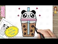 How to Color a Cute Easy Boba Tea Bubble Chocolate Tea for Kids Step by Step Coloring