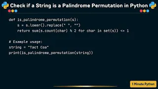 How to check if a string is a palindrome permutation in Python