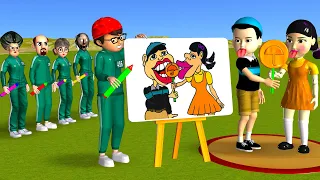 Scary Teacher 3D vs Squid Game Drawing Squid Girl vs Friend Stylist Nice or Error 5 Times Challenge