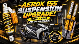 🔥 Yamaha Aerox 155 Full Suspension Upgrade! 😈 Front & Rear Suspension + UMA Racing Rollers 🏁