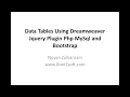 Data Tables Using Dreamweaver Jquery Plugin Php MySql and Bootstrap - Part 3