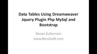Data Tables Using Dreamweaver Jquery Plugin Php MySql and Bootstrap - Part 3
