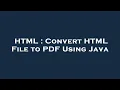 HTML Convert HTML File to PDF Using Java