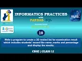 IP Practical No 10 Informatics Practices with Python PANDAS Class 12 CBSE PrepFuture