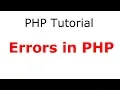 Errors in Php PHP Tutorials in Hindi
