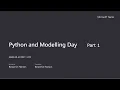Python and Modelling Day - Part 1
