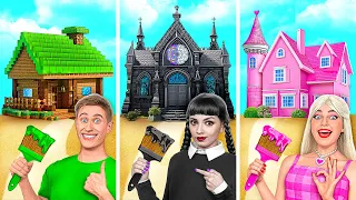 wednesday vs barbie one colored house challenge by multi do challenge