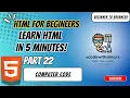 HTML for Beginners Learn html in 5 minutes Part 22 Computer Code codewit ino