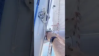 Today’s boat job: changing the goose-neck! #sailingfamily #boatlife #boatjobs #family
