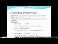 Sequences and Summations Geometric and Arithmetic Progressions Recurrence Relations Discrete Math