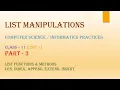 List Manipulations Python Part 3 Class 11 Computer Science Informatics Practices CBSE