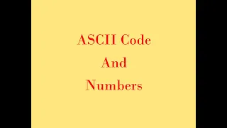 Extra Info ASCII Codes and Numbers