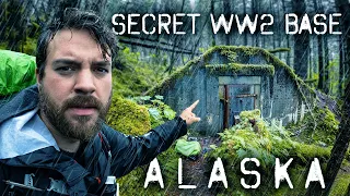 Camping near SECRET WWII FORT in Alaska Wilderness *RAIN STORM*